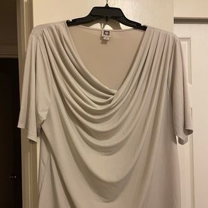 Anne Klein 1/2 sleeve ivory cowl neck top